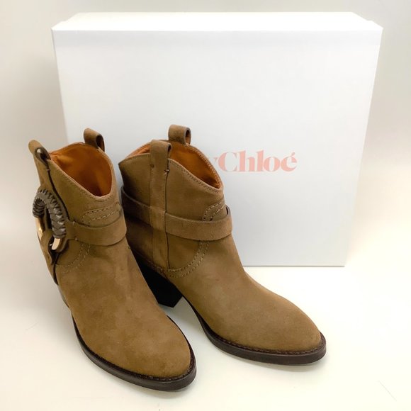 See by Chloe Military Green Suede Hanna Booties - Picture 6 of 7